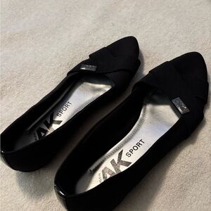 Anne Klein Black Flats with Silver Accents
